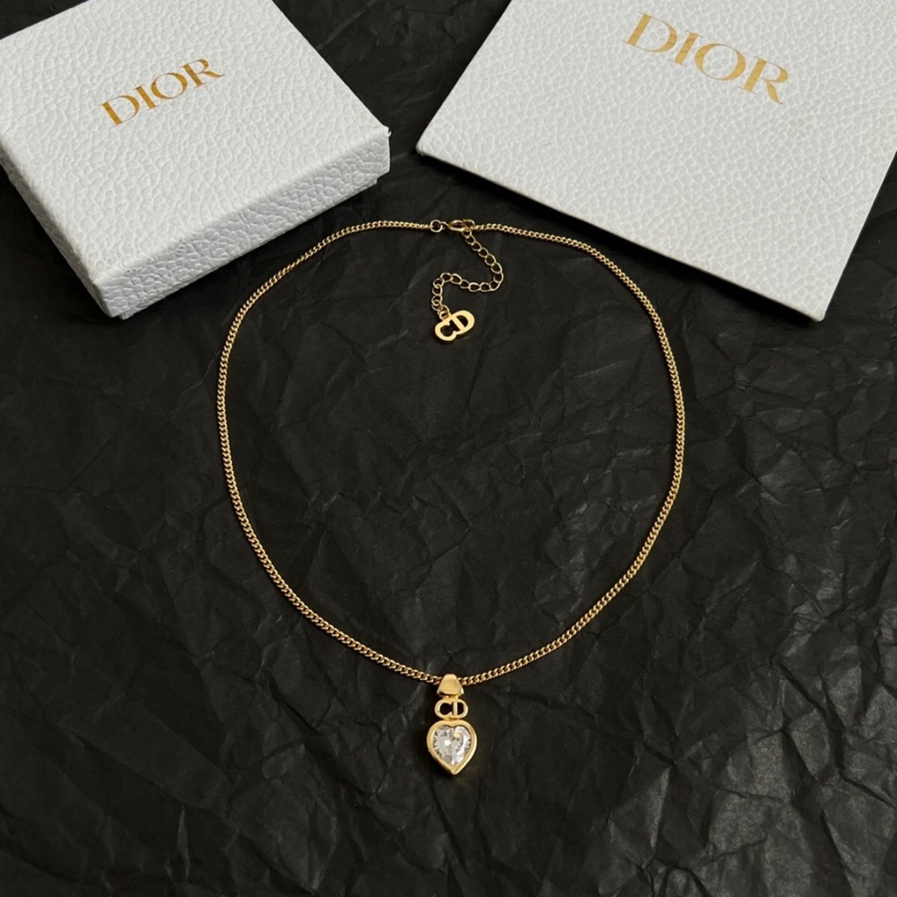 Christian Dior Heart Pendant Necklace, Gold